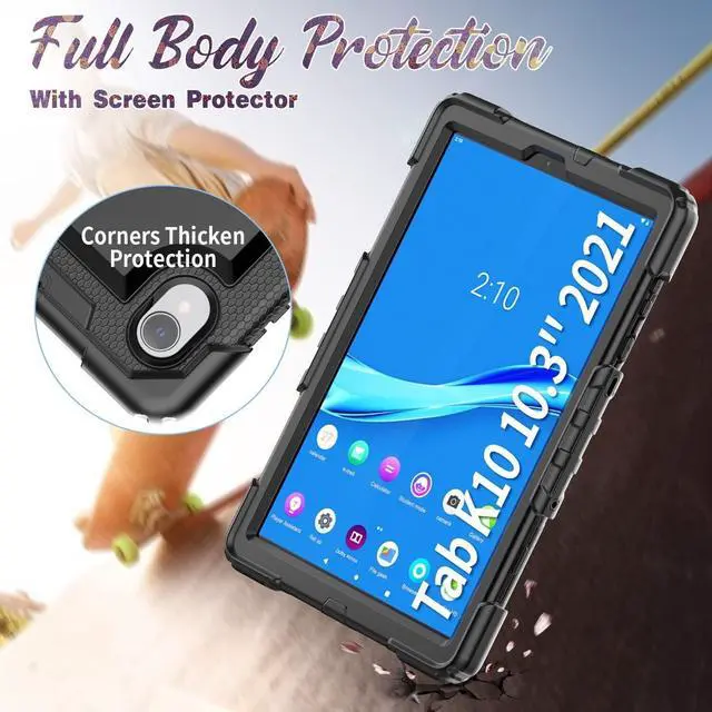 Alt view image 5 of 7 - BONAEVER Case for Lenovo Tab K10/M10 Plus 2nd Gen 10.3 inch 2021 2020 with Screen Protector Shockproof Protective Cover with Pen Holder Stand and Shoulder Strap Stylus Pen