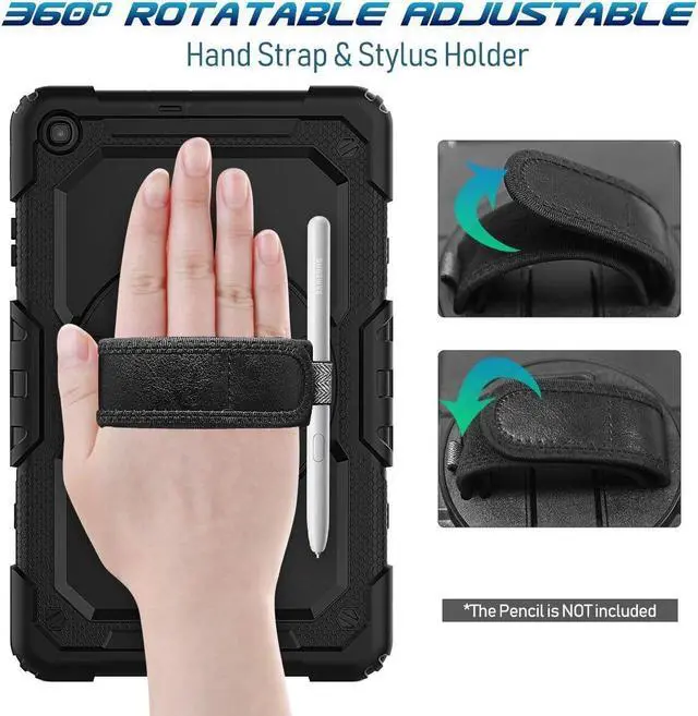 Alt view image 4 of 7 - BONAEVER Case for Samsung Galaxy Tab A 10.1 inch 2019 SM-T510/SM-T515/SM-T517 with Screen Protector Shockproof Protective Cover with Pen Holder Stand and Shoulder Strap Stylus Pen