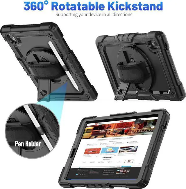 Alt view image 3 of 7 - BONAEVER Case for Lenovo Tab M10 HD 2nd Generation 10.1 Inch 2020 TB-X306F TB-X306X with Screen Protector Shockproof Protective Cover with Pen Holder Stand and Shoulder Strap Stylus Pen