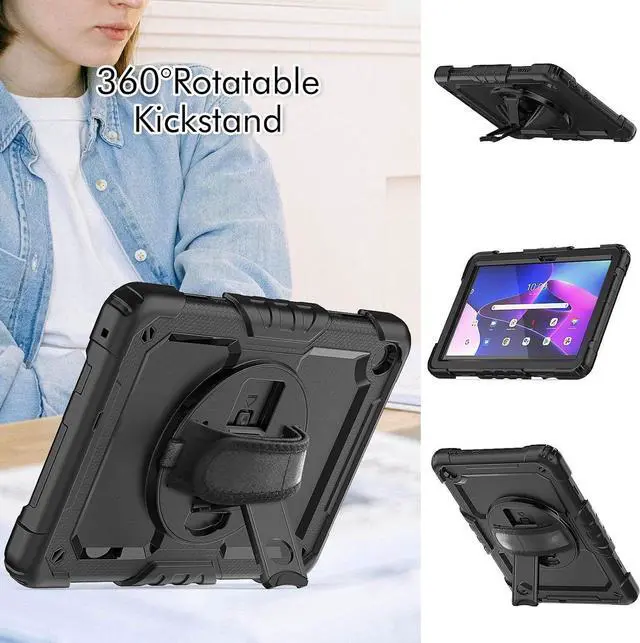 Alt view image 5 of 7 - BONAEVER Case for Lenovo Tab M10 3rd Gen 10.1 inch 2022 TB328FU TB328XU with Screen Protector Shockproof Protective Cover with Pen Holder Stand and Shoulder Strap Stylus Pen