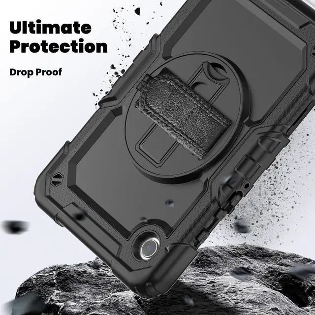 Alt view image 4 of 7 - BONAEVER Case for Samsung Galaxy Tab A9 8.7 Inch 2023 SM-X110/X115/X117 with Screen Protector Shockproof Cover with Pen Holder Stand and Shoulder Strap Stylus Pen
