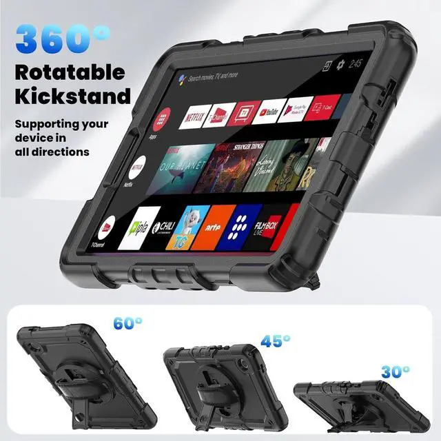 Alt view image 3 of 7 - BONAEVER Case for Samsung Galaxy Tab A9 8.7 Inch 2023 SM-X110/X115/X117 with Screen Protector Shockproof Cover with Pen Holder Stand and Shoulder Strap Stylus Pen