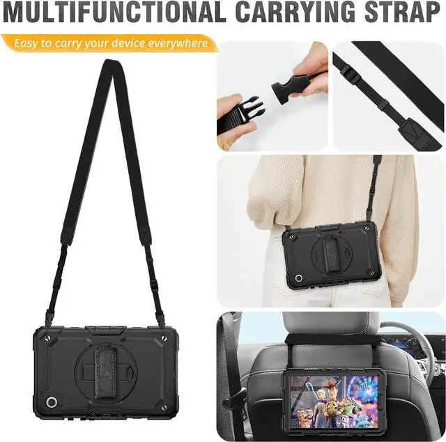 Alt view image 6 of 7 - BONAEVER Case for Samsung Galaxy Tab A9 8.7 Inch 2023 SM-X110/X115/X117 with Screen Protector Shockproof Cover with Pen Holder Stand and Shoulder Strap Stylus Pen