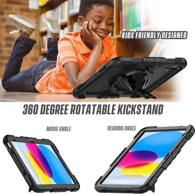 Alt view image 3 of 7 - BONAEVER Case for iPad (A16) 11th Generation 11 Inch 2025, iPad 10th Generation 10.9 inch 2022 Shockproof Cover with Screen Protector Pen Holder Stand and Shoulder Strap Stylus Pen