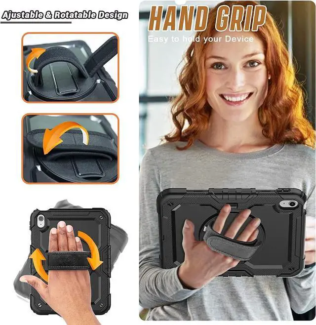 Alt view image 4 of 7 - BONAEVER Case for iPad (A16) 11th Generation 11 Inch 2025, iPad 10th Generation 10.9 inch 2022 Shockproof Cover with Screen Protector Pen Holder Stand and Shoulder Strap Stylus Pen