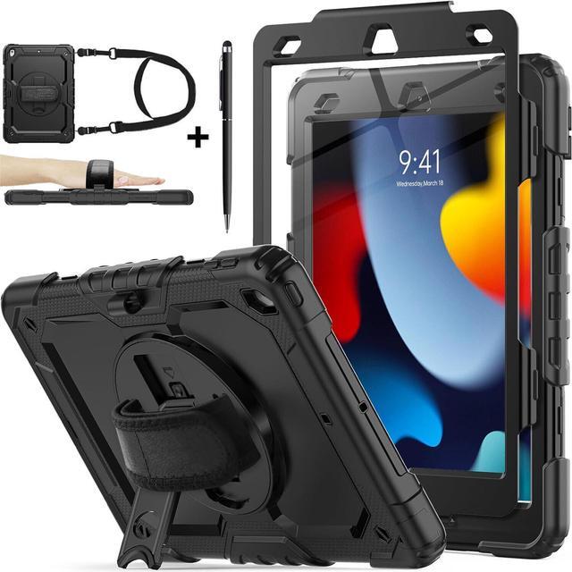 Main image of BONAEVER Protective Case for iPad 10.2 inch 2021 2020 2019 Shockproof Cover with Screen Protector Pencil Holder Stand and Shoulder Strap Stylus Pen