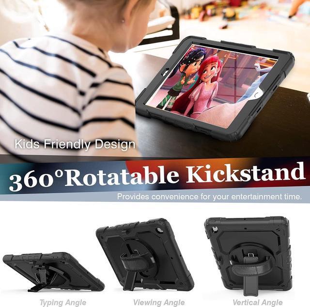 Alt view image 3 of 7 - BONAEVER Protective Case for iPad 10.2 inch 2021 2020 2019 Shockproof Cover with Screen Protector Pencil Holder Stand and Shoulder Strap Stylus Pen