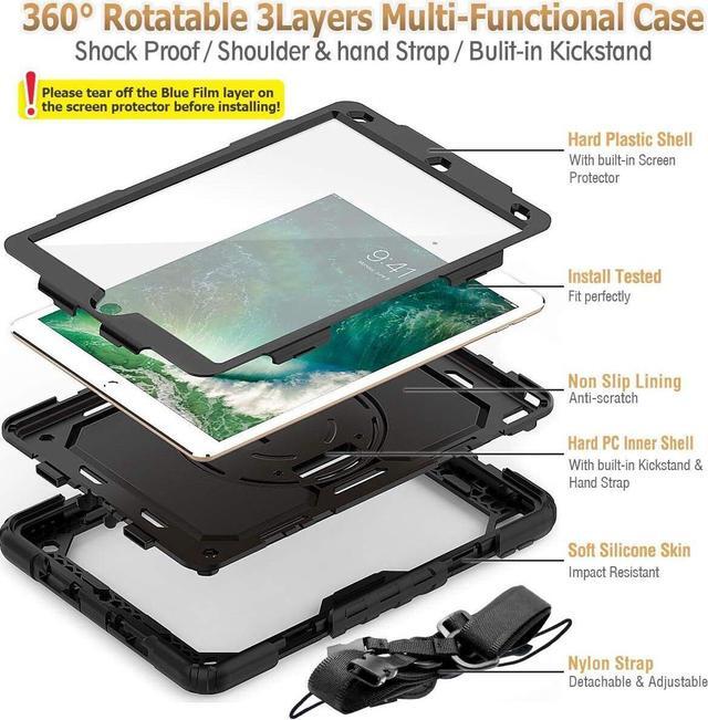 Alt view image 6 of 7 - BONAEVER Protective Case for iPad 10.2 inch 2021 2020 2019 Shockproof Cover with Screen Protector Pencil Holder Stand and Shoulder Strap Stylus Pen