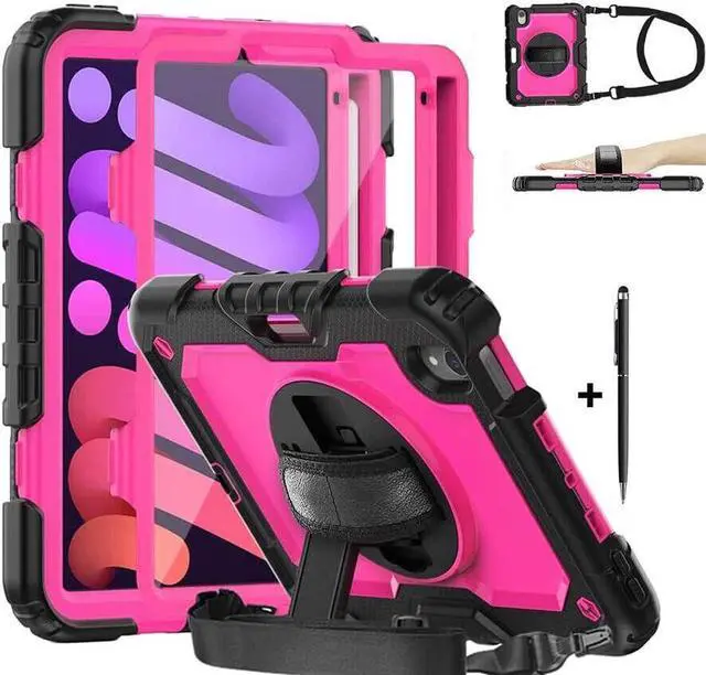 Main image of BONAEVER Protective Case for iPad Mini 6 8.3 inch 2021 Shockproof Cover with Screen Protector Pencil Holder Stand and Shoulder Strap Stylus Pen