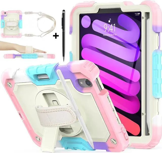 Main image of BONAEVER Protective Case for iPad Mini 6 8.3 inch 2021 Shockproof Cover with Screen Protector Pencil Holder Stand and Shoulder Strap Stylus Pen