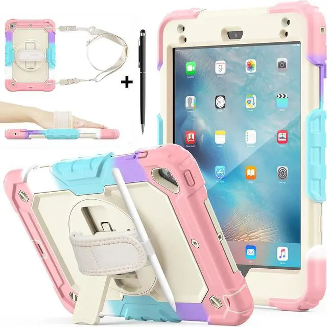Main image of BONAEVER Protective Case for iPad Mini 5 Mini 4 7.9 inch Shockproof Cover with Screen Protector Pencil Holder Stand and Shoulder Strap Stylus Pen