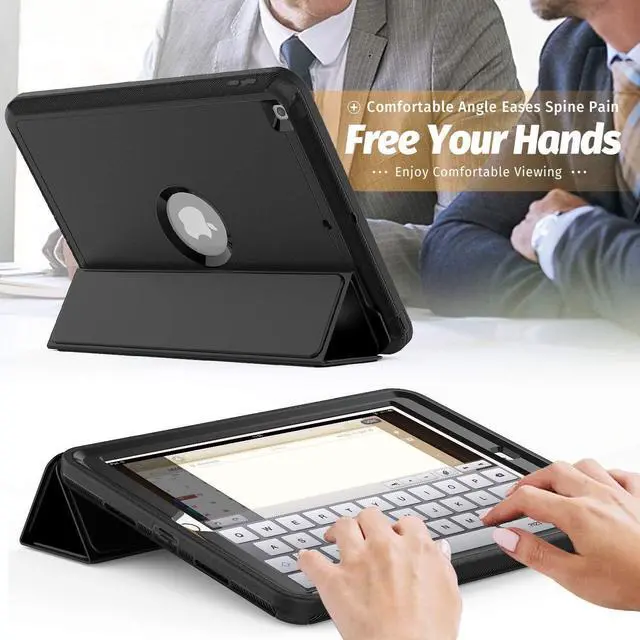Alt view image 5 of 7 - BONAEVER Case for iPad 9th 8th 7th Generation 10.2 inch 2021 2020 2019 Durable Protective Cover with Pencil Holder Folding Stand Smart Magnetic Cover Auto Sleep/Wake