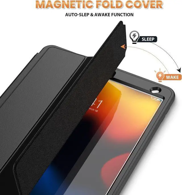 Alt view image 4 of 7 - BONAEVER Case for iPad 9th 8th 7th Generation 10.2 inch 2021 2020 2019 Durable Protective Cover with Pencil Holder Folding Stand Smart Magnetic Cover Auto Sleep/Wake