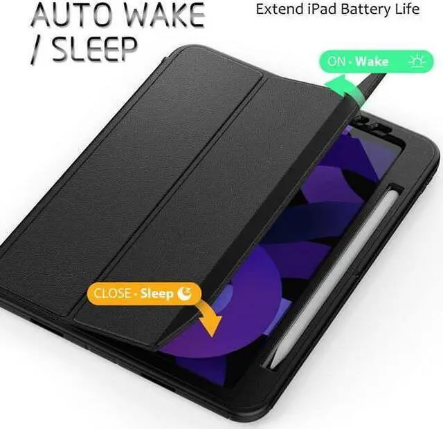Alt view image 3 of 7 - BONAEVER Case for iPad Air 5th 4th Gen 10.9 inch / iPad Pro 11 Inch 2022 2021 2020 2018 Shockproof Protective Cover with Pencil Holder Folding Stand Smart Magnetic Cover Auto Sleep/Wake