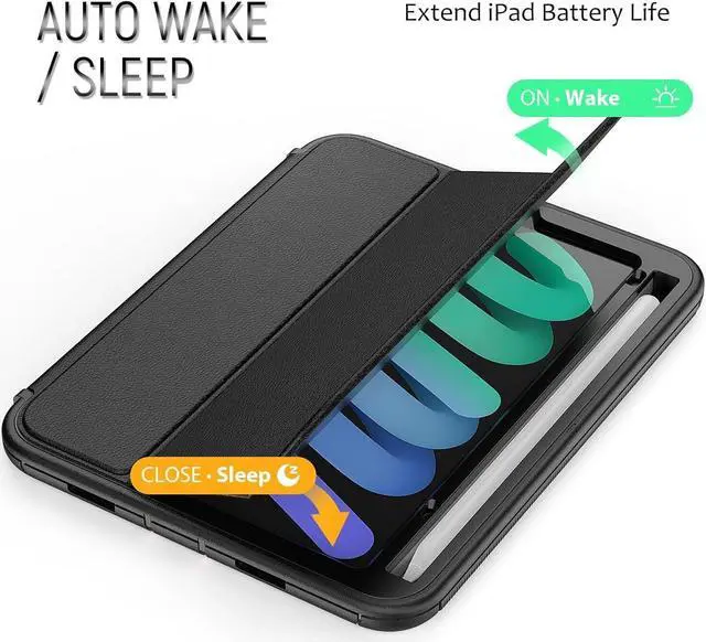 Alt view image 4 of 7 - BONAEVER Case for iPad Mini 6 8.3 Inch 2021 A2567/A2568/A2569 Shockproof Protective Cover with Pencil Holder Folding Stand Smart Magnetic Cover Auto Sleep/Wake