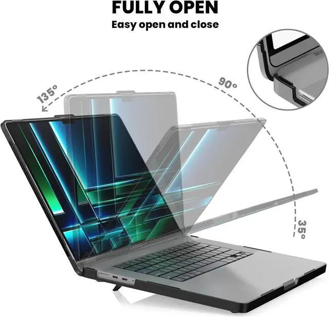 Alt view image 3 of 7 - BONAEVER For MacBook Pro 16 inch Case 2023 2022 2021 Release M3 A2991 M2 A2780 M1 A2485 Pro Max Chip Plastic Hard Shell Cover with Keybaord Cover & Screen Protector & Type C Adapter