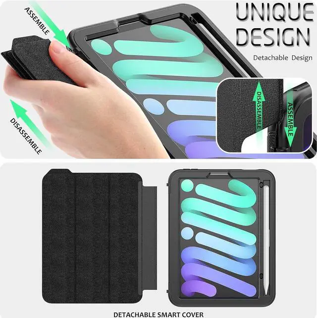 Alt view image 7 of 7 - BONAEVER Case for iPad Mini 6 8.3 Inch 2021 A2567/A2568/A2569 Shockproof Protective Cover with Pencil Holder Folding Stand Smart Magnetic Cover Auto Sleep/Wake