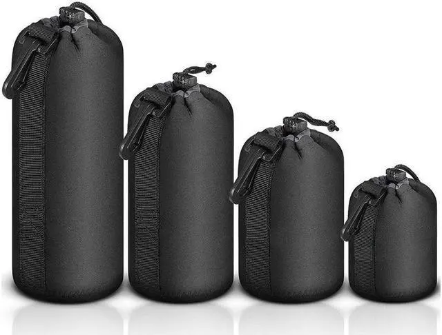 Main image of 4X Lens Pouch Set Lens Case Bag for Canon Nikon Sony Panasonic Pentax Olympus Fuji Leica Sigma Tamron DSLR Camera Lens - Size: Small, Medium, Large and Extra Large