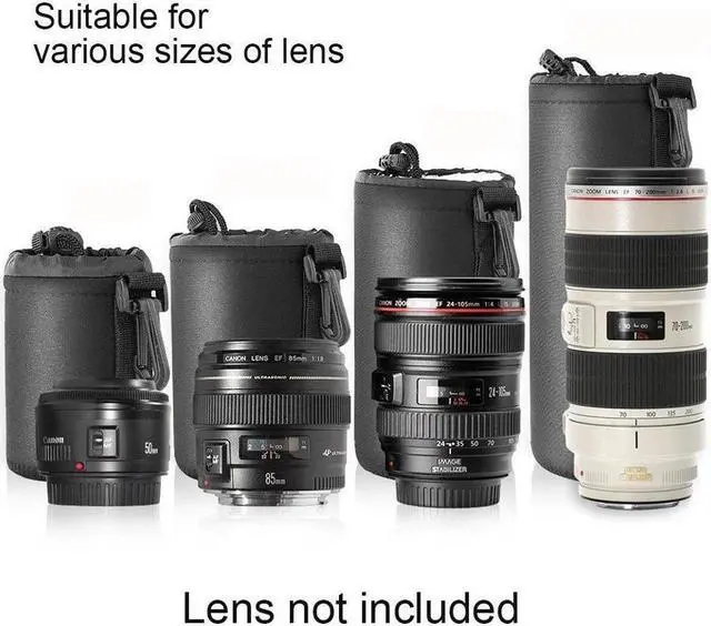 Alt view image 2 of 7 - 4X Lens Pouch Set Lens Case Bag for Canon Nikon Sony Panasonic Pentax Olympus Fuji Leica Sigma Tamron DSLR Camera Lens - Size: Small, Medium, Large and Extra Large