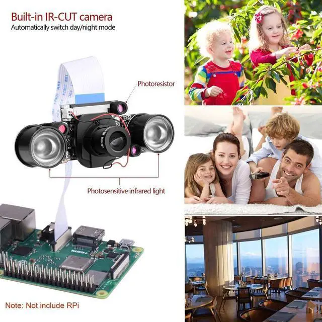 Alt view image 5 of 7 - Raspberry pi Camera Day & Night Vision IR-Cut Video Camera HD Webcam 5MP for Raspberry Pi RPi 4 3 B B+ 2B 3A+ 2 1 Zero W