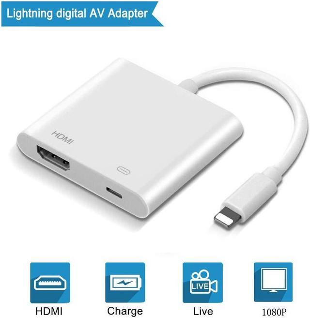 Lightning Digital AV Adapter,1080P Lightning to HDMI Cable Sync Screen HDMI  Connector Need Charging Power Support iPhone 11 Pro/XR/Xs/X/8/7 Plus,iPad  to TV Projector Monitor Support All iOS 