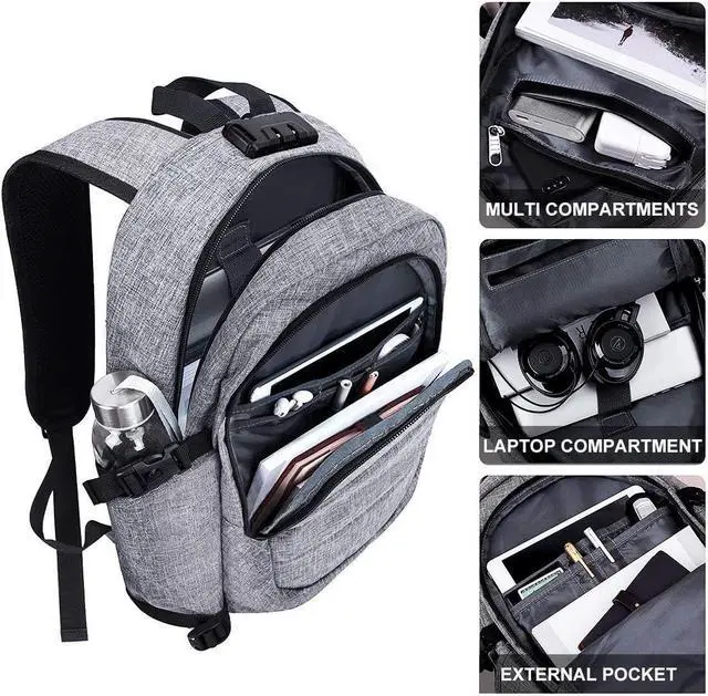 Alt view image 4 of 7 - Laptop Backpack for Men & Women, Anti Theft Waterproof Backpack with USB Charging Port, Travel Business Backpack Fits Under 15.6-Inch Laptop Notebook