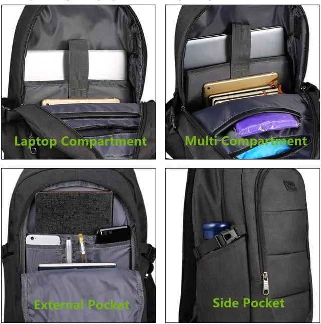 Alt view image 3 of 7 - Laptop Backpack for Men & Women, Anti Theft Waterproof Backpack with USB Charging Port, Travel Business Backpack Fits Under 15.6-Inch Laptop Notebook