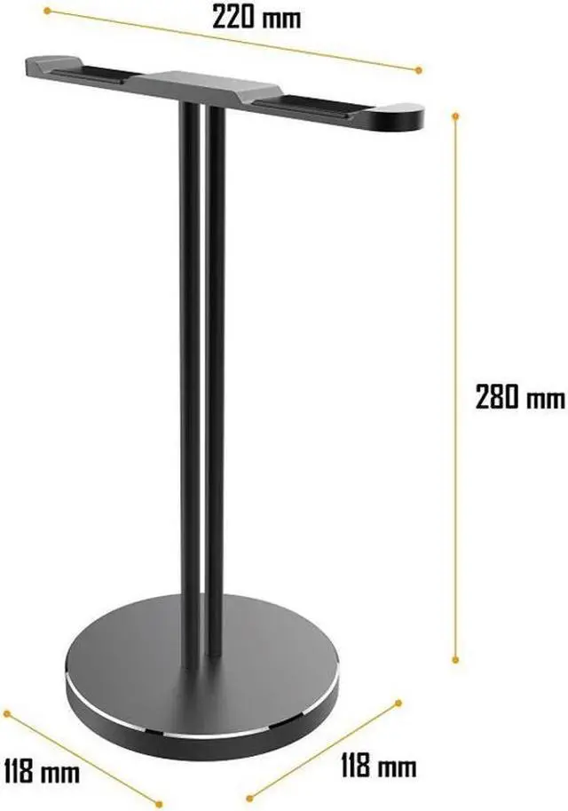 Alt view image 4 of 7 - Dual Aluminum Headphones Stand Holder, Showcase Multi Headphones with Solid Heavy Base, Compatible with Gaming Headsets and Wireless Headphone Black