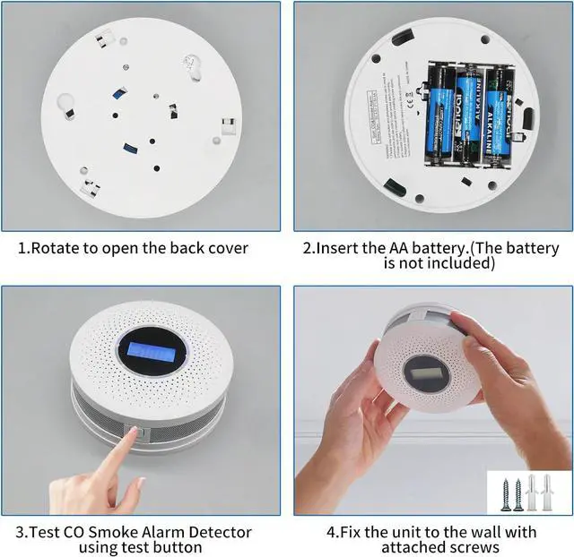 Alt view image 5 of 6 - Smoke and Carbon Monoxide Detector 2-in-1 CO Smoke Alarm Detector with LCD Display and Sound Light Alarm for Home Garage Office RV