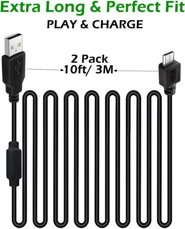 Alt view image 6 of 7 - 2 Pack 10ft PS4 Controller Charging Cable, Play and Charger Data Sync Cord for Sony Playstation 4/ PS4 Pro/ PS4 Slim/ PS4 Controllers, Microsoft Xbox One X/One S/One Elite/One Controllers
