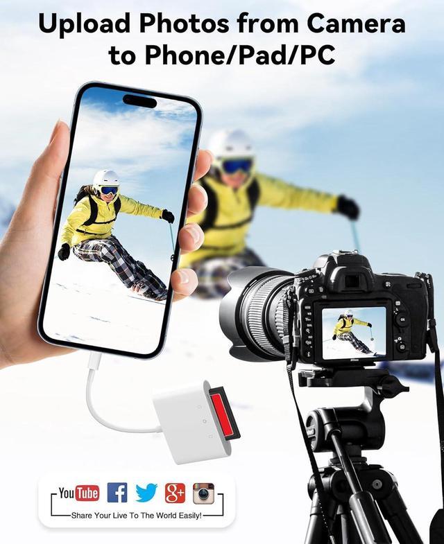 Alt view image 6 of 7 - SD Card Reader USB C for iPhone 15/Android Phone/iPad/Mac/Laptop, Three Card Slot Micro SD Card Reader Supports SD Micro SD CF Card, Digital Camera Viewer Memory Card Reader Plug and Play