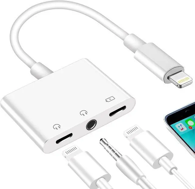 Main image of 3.5mm Headphone Splitter for iPhone iPad 3 in 1 Earphone Jack Adapter with Fast Charging Lightning Audio Jack Connector Compatible for iPhone 14 13 12 11 X XR XS 8 7 iPad