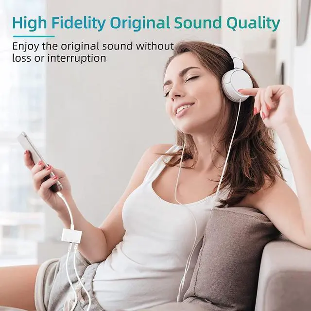 Alt view image 3 of 7 - 3.5mm Headphone Splitter for iPhone iPad 3 in 1 Earphone Jack Adapter with Fast Charging Lightning Audio Jack Connector Compatible for iPhone 14 13 12 11 X XR XS 8 7 iPad