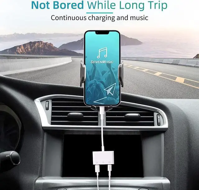 Alt view image 6 of 7 - 3.5mm Headphone Splitter for iPhone iPad 3 in 1 Earphone Jack Adapter with Fast Charging Lightning Audio Jack Connector Compatible for iPhone 14 13 12 11 X XR XS 8 7 iPad