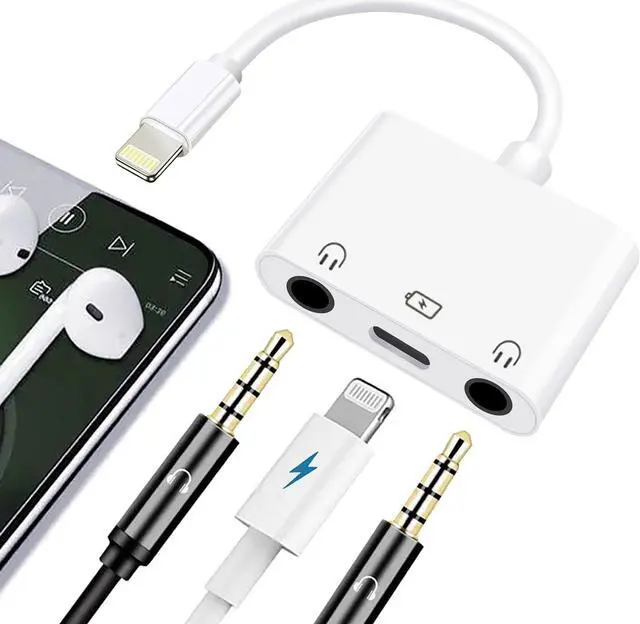 Main image of Lightning to Dual 3.5mm Headphone Adapter for iPhone Dual 3.5mm Earphone Jack and Charging Adapter for iPad Headphone Splitter Compatible with iPhone 14/13/12/11/XS/XR/X/8/7