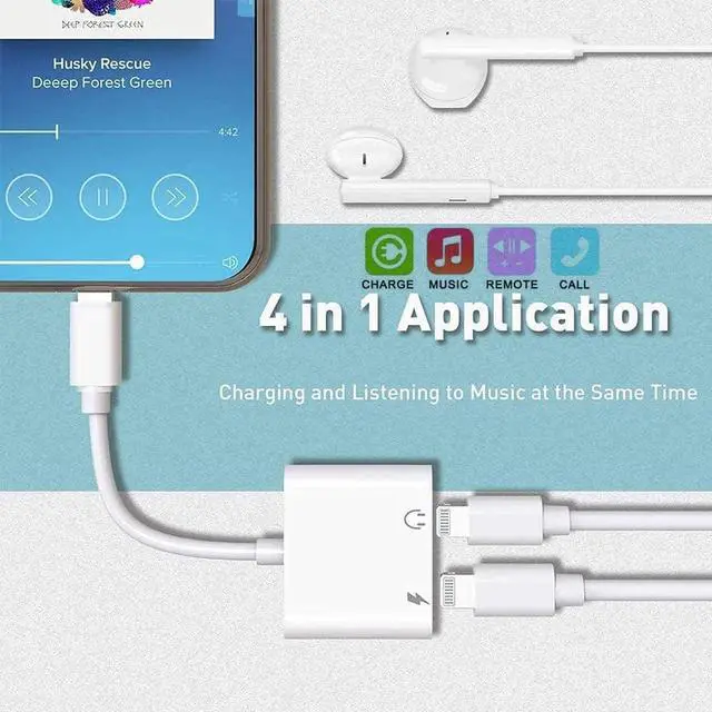 Alt view image 2 of 6 - [Apple MFi Certified] 2PACK Dual Lightning Headphone Adapter for iPhone Splitter Audio and Charge Support All iOS System Compatible with iPhone 14/13/12/11/XS/XR/8/7/6