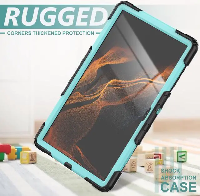 Alt view image 4 of 7 - BONAEVER For Samsung Galaxy Tab S8 Ultra 14.6 inch Case Model SM-X900 / SM-X906 with S Pen Holder Rugged Shockproof Protective Cover with Rotating Stand and & Shoulder Strap