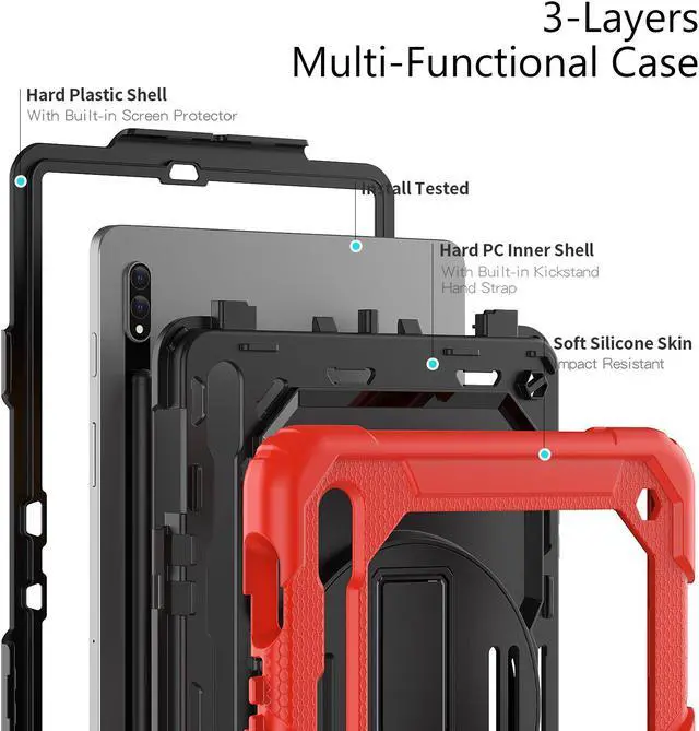 Alt view image 4 of 7 - BONAEVER For Galaxy Tab S8 2022 / Tab S7 2020 11 Inch Case (SM-X700/706/T870/T875) with S Pen Holder Rugged Shockproof Rotating Stand and Protective Cover for Galaxy Tab S8 / S7 11"