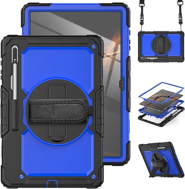 Main image of BONAEVER For Samsung Galaxy Tab S8 Ultra 14.6 inch Case Model SM-X900 / SM-X906 with S Pen Holder Rugged Shockproof Protective Cover with Rotating Stand and & Shoulder Strap