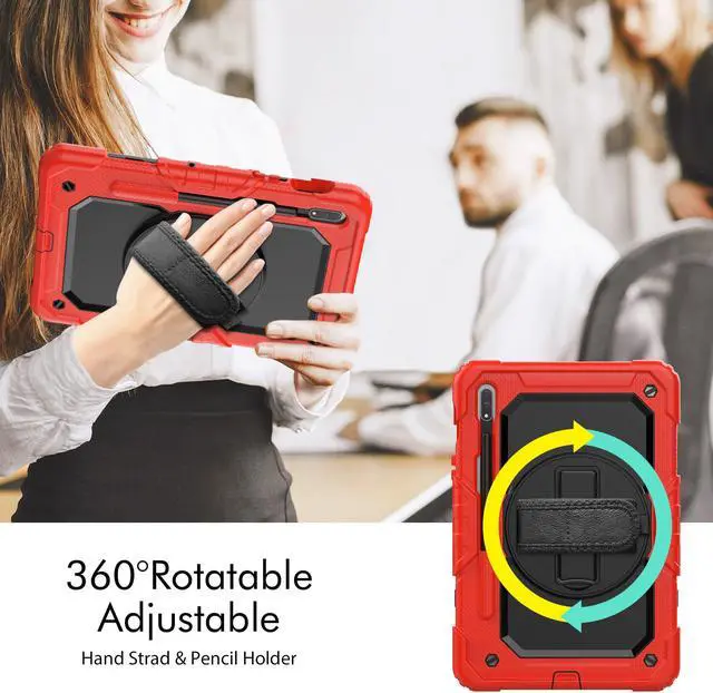 Alt view image 3 of 7 - BONAEVER For Galaxy Tab S8 2022 / Tab S7 2020 11 Inch Case (SM-X700/706/T870/T875) with S Pen Holder Rugged Shockproof Rotating Stand and Protective Cover for Galaxy Tab S8 / S7 11"