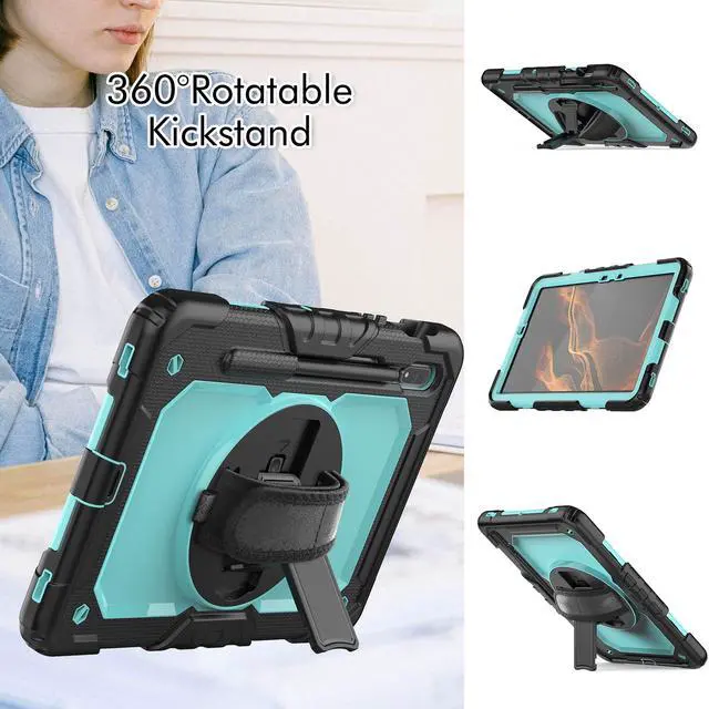 Alt view image 6 of 7 - BONAEVER For Galaxy Tab S8 2022 / Tab S7 2020 11 Inch Case (SM-X700/706/T870/T875) with S Pen Holder Rugged Shockproof Rotating Stand and Protective Cover for Galaxy Tab S8 / S7 11"