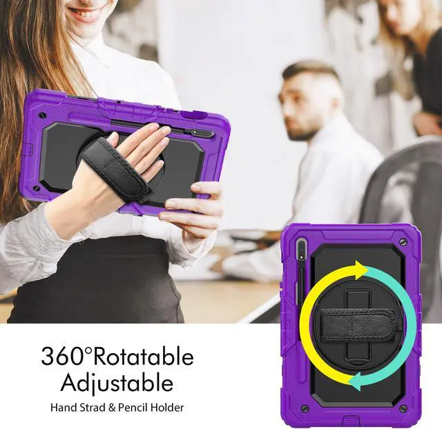 Alt view image 4 of 7 - BONAEVER For Galaxy Tab S8 2022 / Tab S7 2020 11 Inch Case (SM-X700/706/T870/T875) with S Pen Holder Rugged Shockproof Rotating Stand and Protective Cover for Galaxy Tab S8 / S7 11"