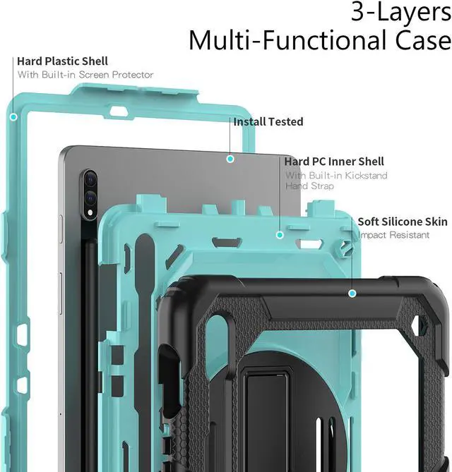 Alt view image 3 of 7 - BONAEVER For Galaxy Tab S8 2022 / Tab S7 2020 11 Inch Case (SM-X700/706/T870/T875) with S Pen Holder Rugged Shockproof Rotating Stand and Protective Cover for Galaxy Tab S8 / S7 11"