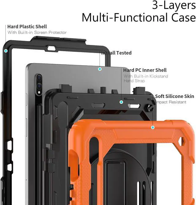 Alt view image 6 of 7 - BONAEVER For Galaxy Tab S8 2022 / Tab S7 2020 11 Inch Case (SM-X700/706/T870/T875) with S Pen Holder Rugged Shockproof Rotating Stand and Protective Cover for Galaxy Tab S8 / S7 11"