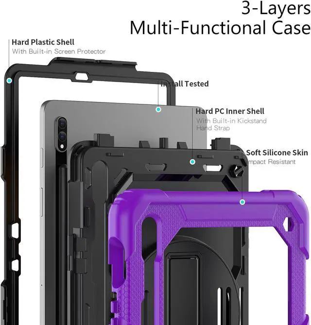 Alt view image 5 of 7 - BONAEVER For Galaxy Tab S8 2022 / Tab S7 2020 11 Inch Case (SM-X700/706/T870/T875) with S Pen Holder Rugged Shockproof Rotating Stand and Protective Cover for Galaxy Tab S8 / S7 11"