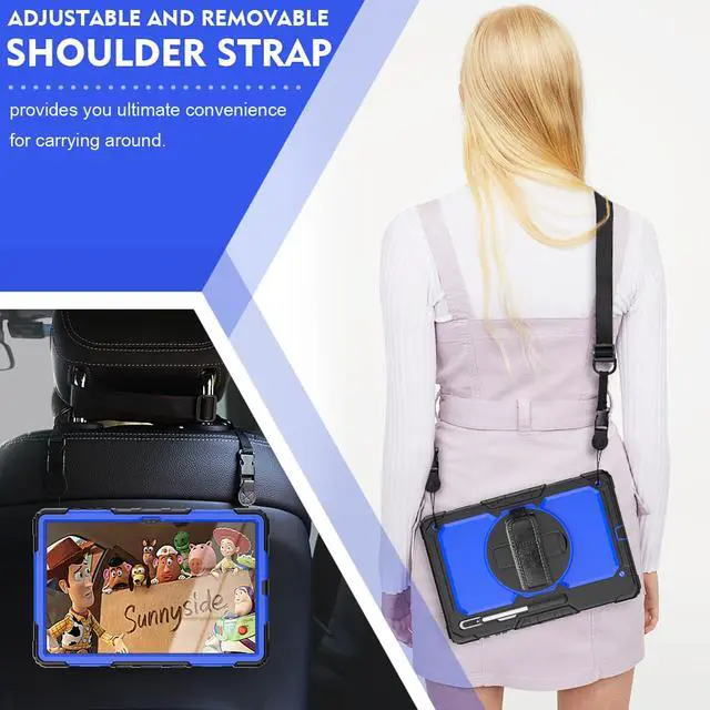 Alt view image 7 of 7 - BONAEVER For Samsung Galaxy Tab S8 Ultra 14.6 inch Case Model SM-X900 / SM-X906 with S Pen Holder Rugged Shockproof Protective Cover with Rotating Stand and & Shoulder Strap