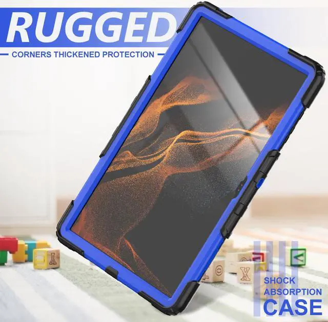 Alt view image 4 of 7 - BONAEVER For Samsung Galaxy Tab S8 Ultra 14.6 inch Case Model SM-X900 / SM-X906 with S Pen Holder Rugged Shockproof Protective Cover with Rotating Stand and & Shoulder Strap