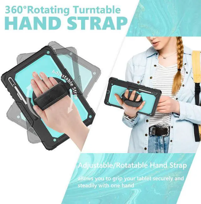 Alt view image 3 of 7 - BONAEVER For Samsung Galaxy Tab S8 Ultra 14.6 inch Case Model SM-X900 / SM-X906 with S Pen Holder Rugged Shockproof Protective Cover with Rotating Stand and & Shoulder Strap