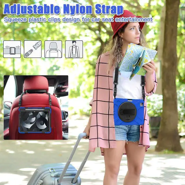 Alt view image 5 of 7 - BONAEVER Case for iPad Air 5 / Air 4 10.9 inch 2022 2020 / iPad Pro 11 Inch Shockproof Cover with Pencil Holder Hand Strap Stand and Shoulder Strap for iPad Air 5th / 4th Generation 10.9 Blue