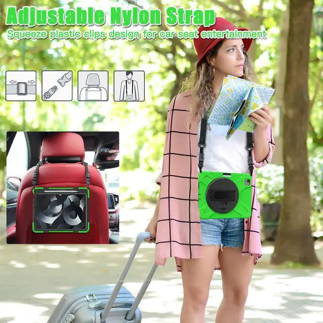 Alt view image 4 of 6 - BONAEVER Case for iPad Air 5 / Air 4 10.9 inch 2022 2020 / iPad Pro 11 Inch Shockproof Cover with Pencil Holder Hand Strap Stand and Shoulder Strap for iPad Air 5th / 4th Generation 10.9 Green